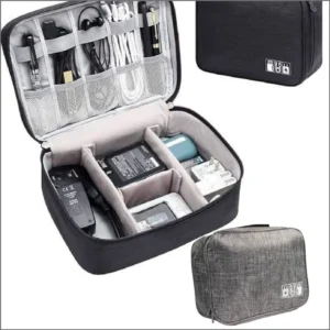 PU Leather Custom Logo Double-Layer Travel Tech Organizer