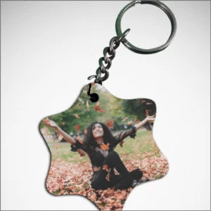 Multicolor Custom MDF Star Shape Key Chain